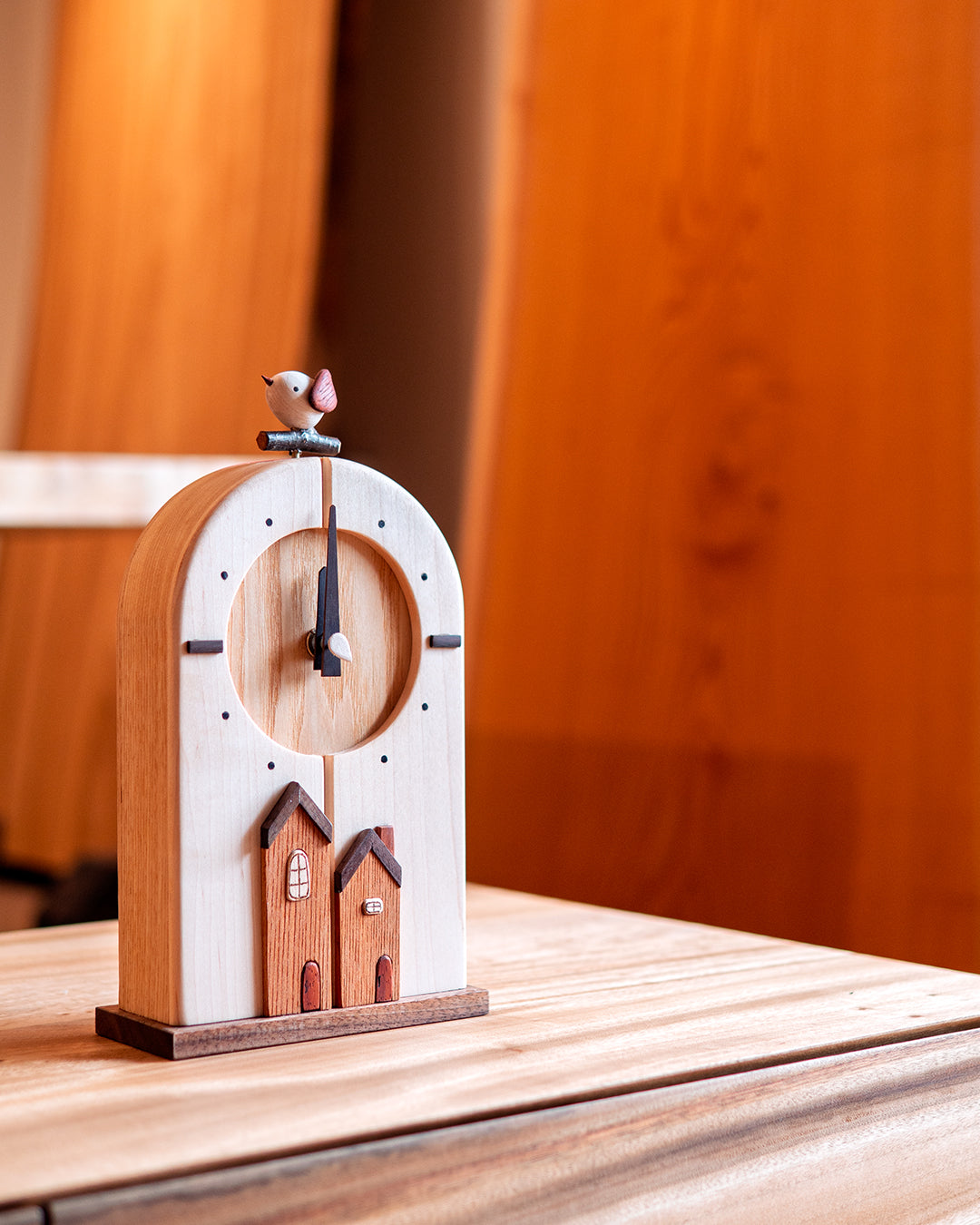 木の時計展 | WOOD-TOP 置き時計 Happy House|12-2