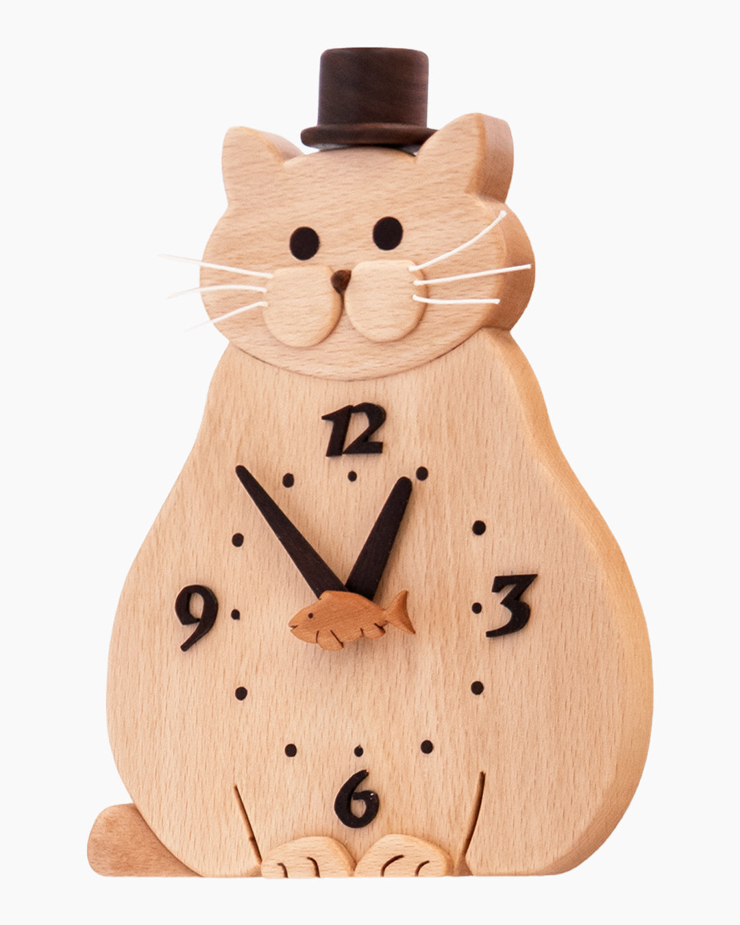 木の時計展 | 工房昇楽 置き&掛け時計 白猫(帽子付)|8-8