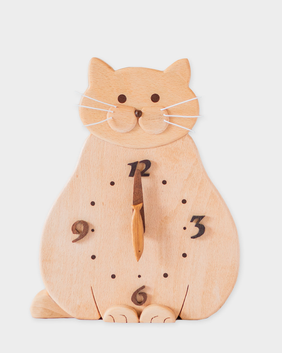 木の時計 | 工房昇楽 置き&掛け時計 白猫|4-5