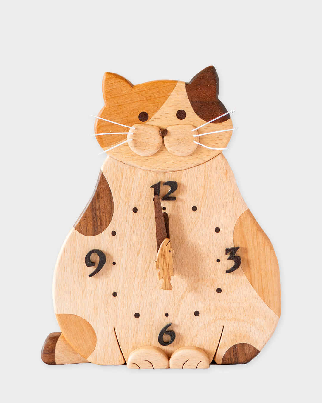木の時計 | 工房昇楽 置き&掛け時計 三毛猫|4-6