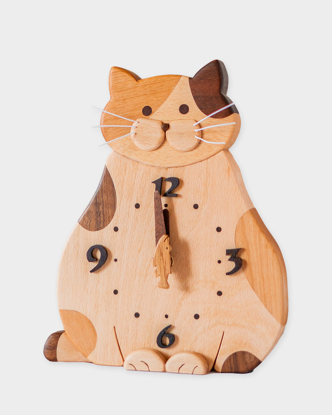 木の時計 | 工房昇楽 置き&掛け時計 三毛猫|4-6