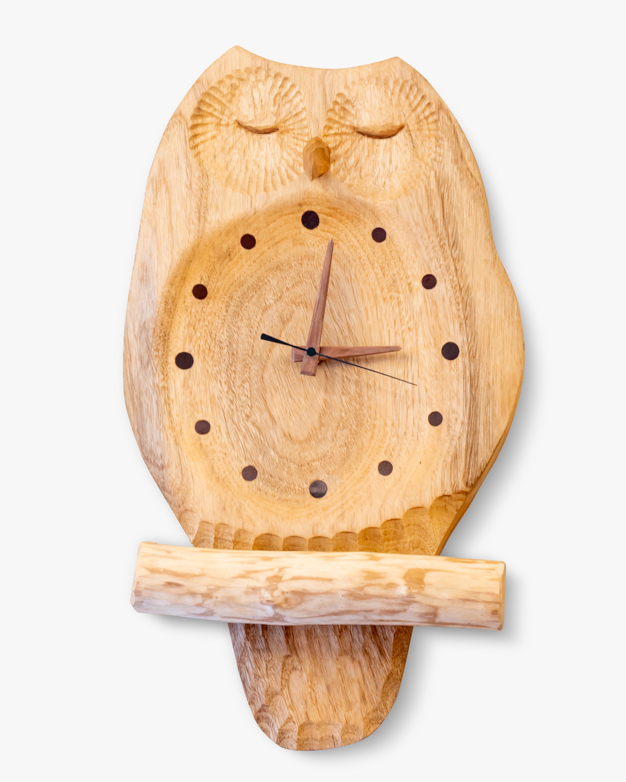 木の時計 | 工房森の樹 ふくろうの掛け時計 クリア(中)