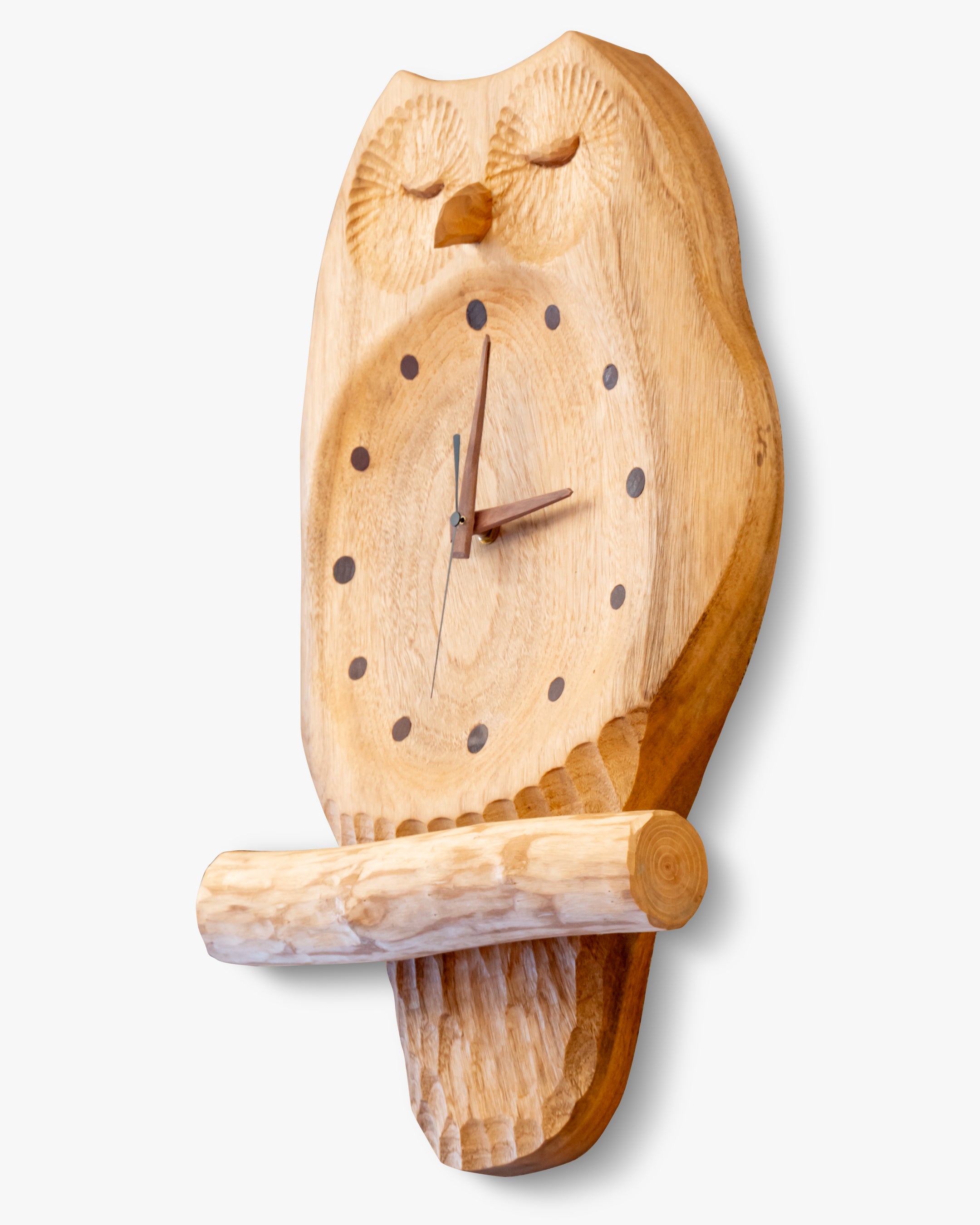 木の時計 | 工房森の樹 ふくろうの掛け時計 クリア(中)