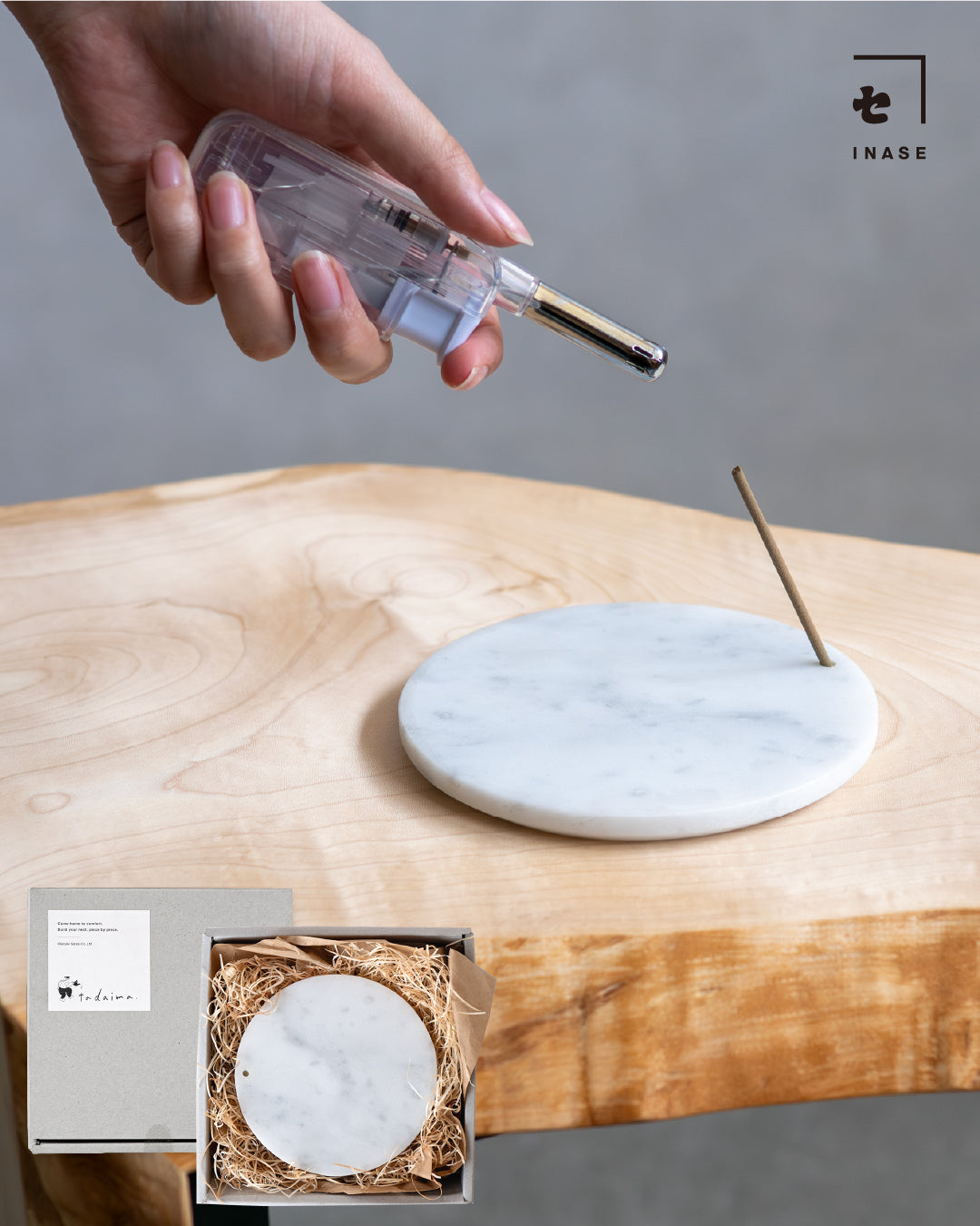 INASE|INCENSE HOLDER - white ; イタリア産ビアンコカララ< tadaima.別注 >