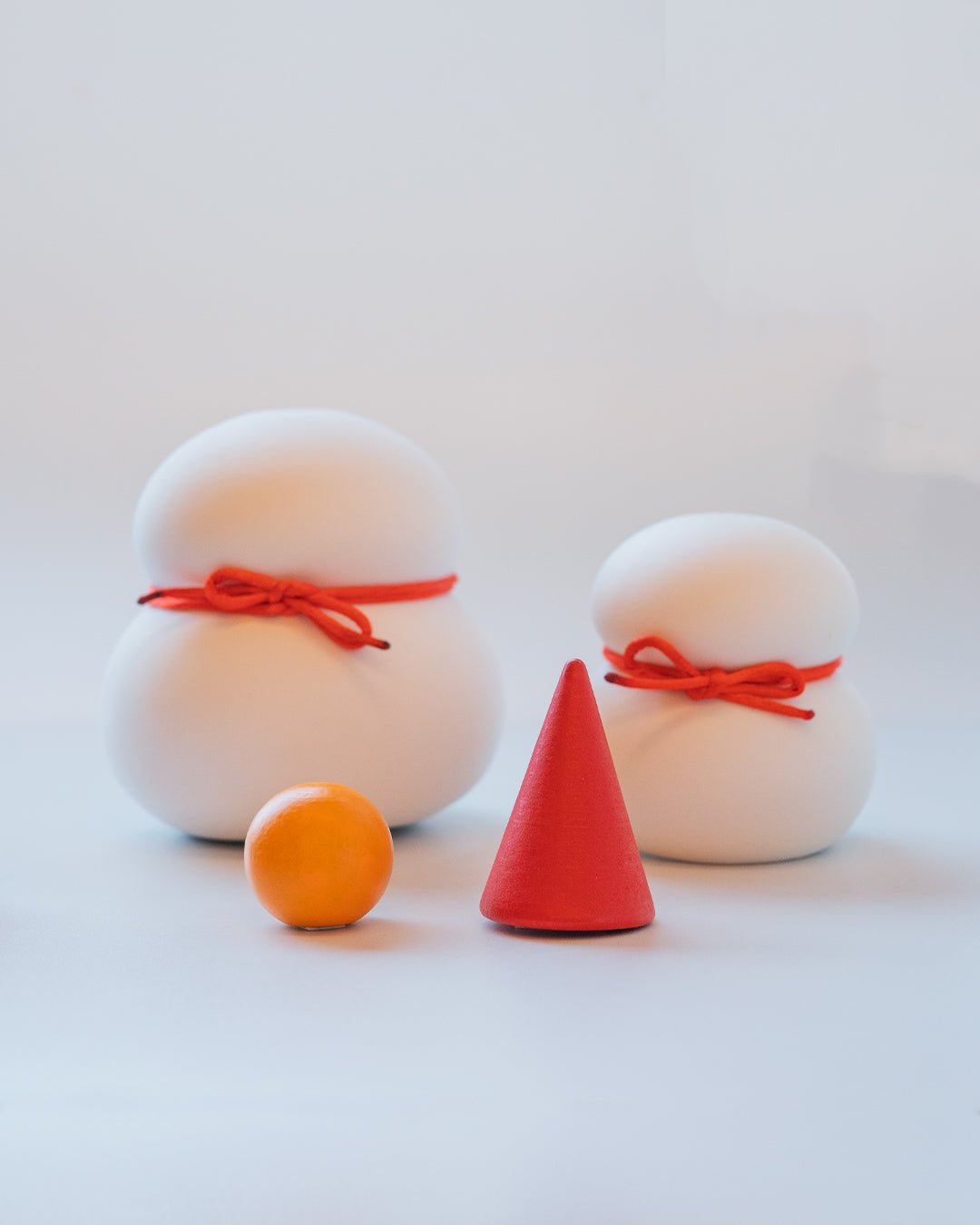 雪だるま/鏡もち 2WAY ライト付半磁器オブジェ