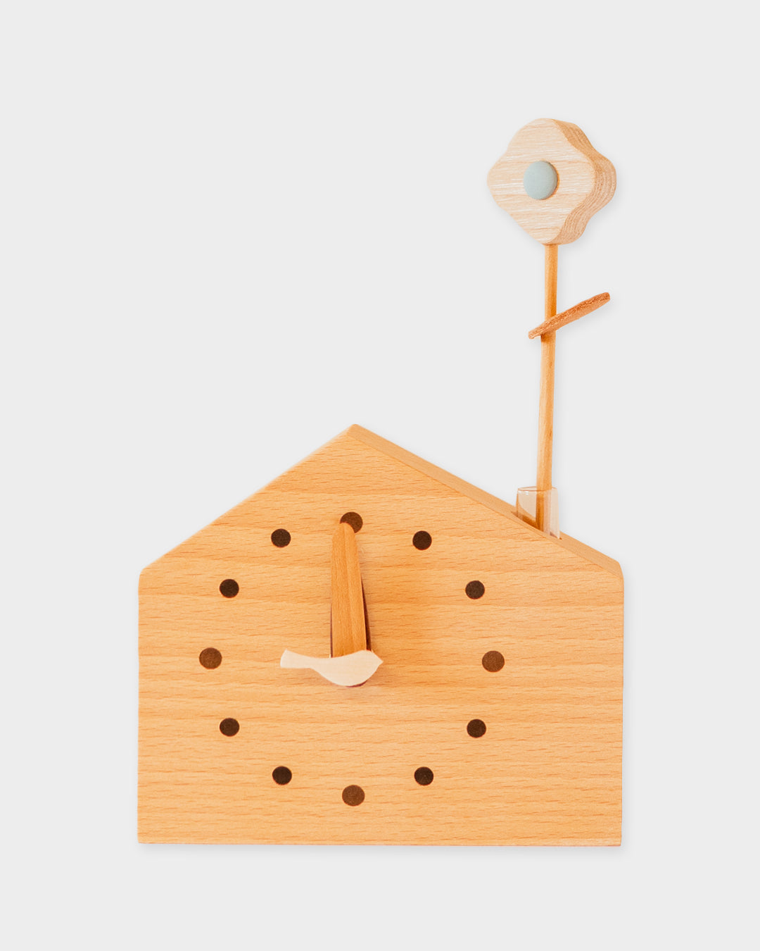 木の時計展 ｜ くぬぎまき お家の小さな時計（一輪挿し・木のお花付）｜9-4