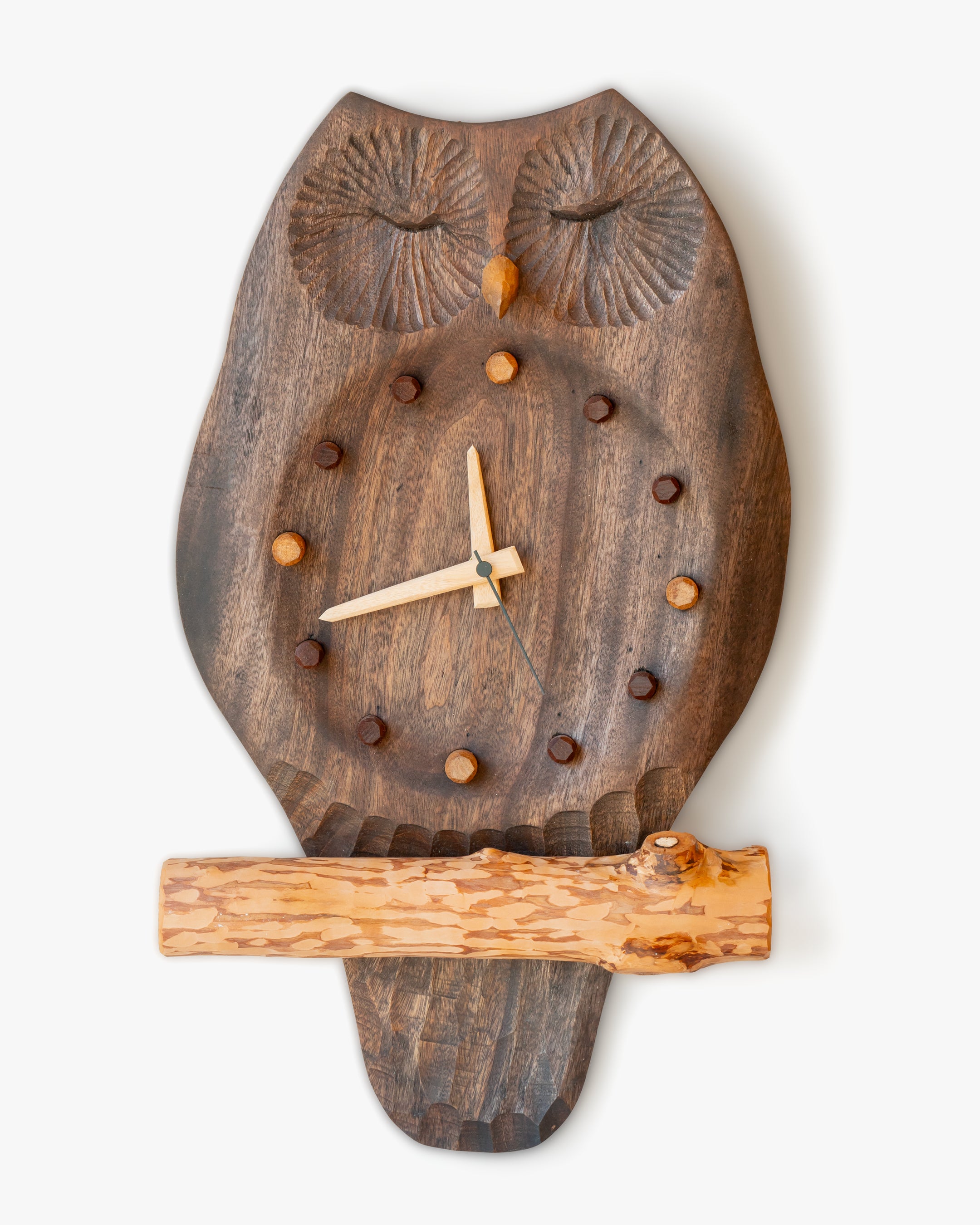 木の時計 ｜ ふくろうの掛け時計 ブラウン（小）