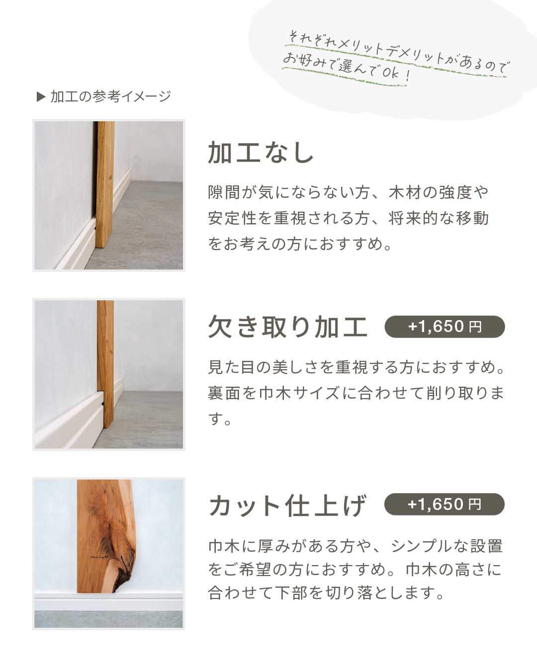 巾木加工オプション